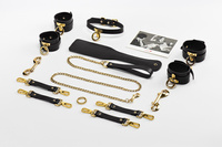 Set of Black Leather BDSM Accessories Upko Leather Kinky Tools Set Black UPKO