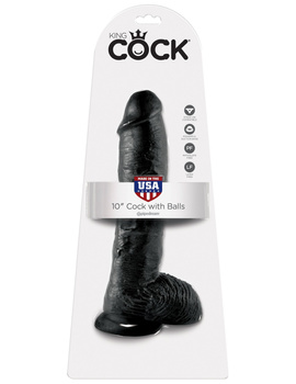 King Cock 10" Cock with Balls Black