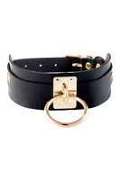 KINKY DIVA O-RING COLLAR BLACK/GOLD