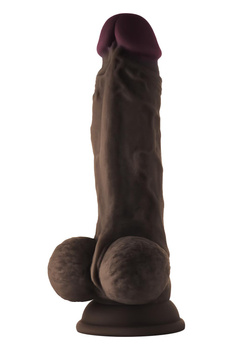 Shaft dildo on suction cup Dong with Balls Mahogany