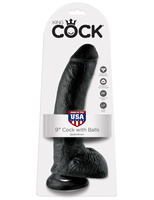 King Cock 9" Cock with Balls Black