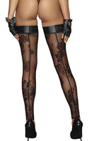 Self-supporting stockings F243 Tulle stockings XL Noir Handmade