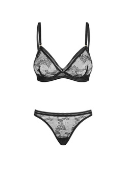 Petitenoir Set out of plunge underwired bra and thong XL