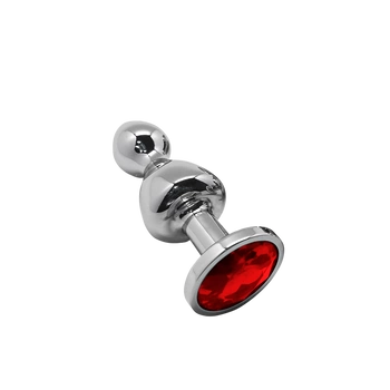 Lollypop Double Ball Metal Plug L Red Wooomy