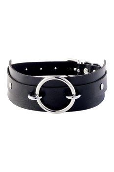 O-Ring Front Collar Black/Silver Kinky Diva