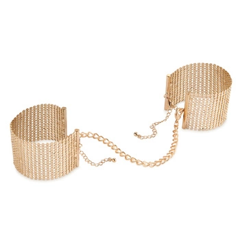 Kajdanki z metalowych płytek Bijoux Indiscrets Desir Metallique Gold Metallic Mesh Handcuffs