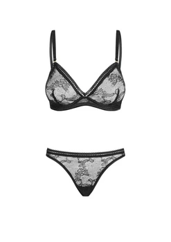 Petitenoir Set out of plunge underwired bra and thong XL