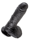 8' Cock With Balls Black Dildo Z Jądrami Czarne 20Cm King Cock