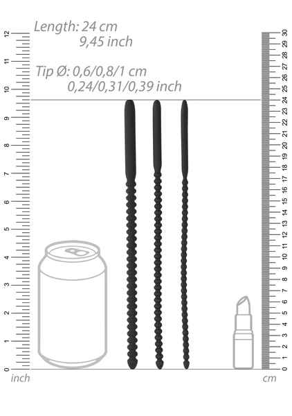 Zestaw Trzech Silikonowych Sond Do Cewki Urethral Sounding Silicone Dilator Set Ouch!
