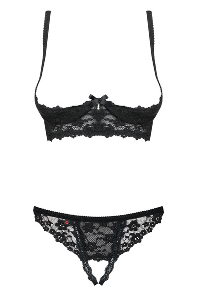 Letica komplet 2-częściowy otwarty czarny L/XL Obsessive