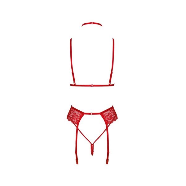Комплект білизни KISS243 Bondage Kiss Set Red L/XL Noir Handmade