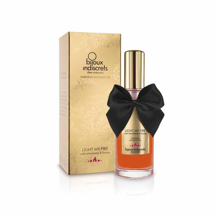 Poziomkowy rozgrzewający olejek do masażu Bijoux Indiscrets Light My Fire Wild Strawberry 100 ml