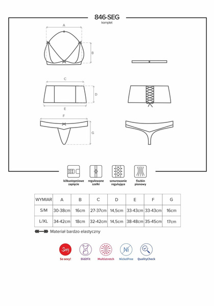 846-Seg-1 Комплект 3-Частинний Чорний L/Xl Obsessive