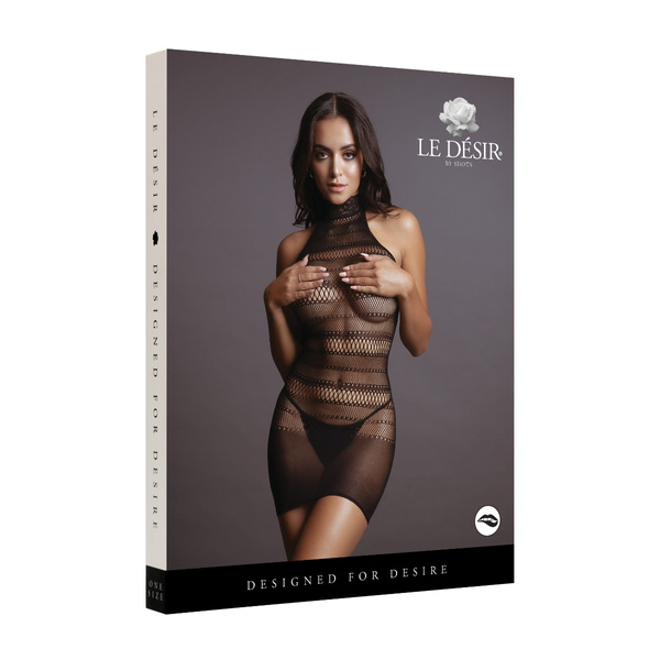Sukienka Mini High Lace Neck Net Mini Dress Black Os Le Désir