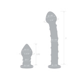 Zestaw szklane dildo i szklana zatyczka Glas Double Penetration Glass Swirly Dildo & Butt Plug Set 2 pcs