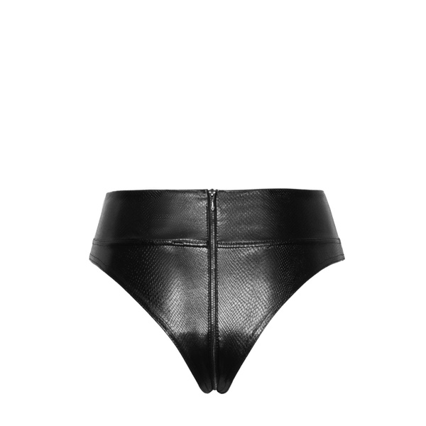 F276 Snake wetlook panty with zipper XL Noir Handmade