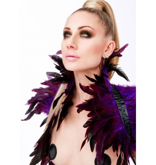 Шаль з пір'я Feather Shoulder Wrap Purple Kinky Diva
