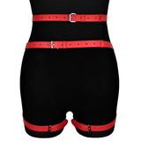 Червона шкіряна упряжка на стегна Alisa Karess