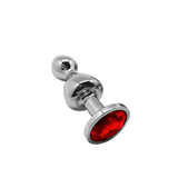 Анальний пробка Lollypop Double Ball Metal Plug L Red Wooomy