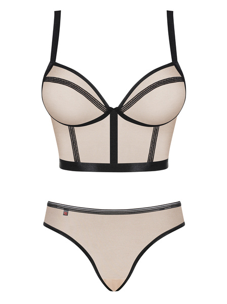 Beige, Shiny Top with Panties Nudelia Nude L/XL Obsessive