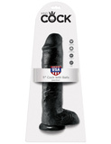 King Cock 11' Cock with Balls Black dildo z jądrami czarne 28 cm