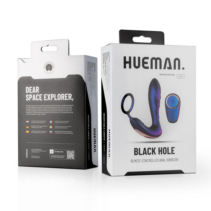 Hueman stymulator prostaty Black Hole Anal Vibrator With Cockring