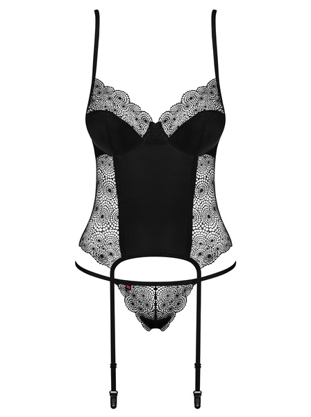 Czarny, Koronkowy Gorset Sharlotte S/M Obsessive