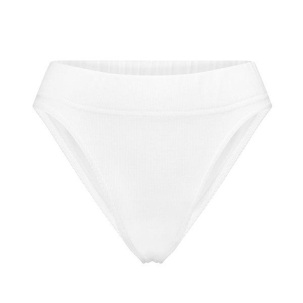 GWP White Ribbed Knit Panties L