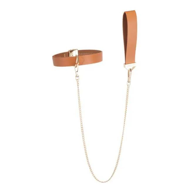 LOCKINK Collar with Leash Set Brown