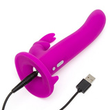 Rechargeable Vibrating Strap-On Harness Set Purple Happy Rabbit