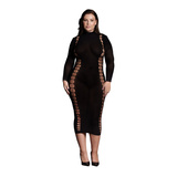 Midi Dress Carme XL Dress With Turtleneck Black Osx Le Désir