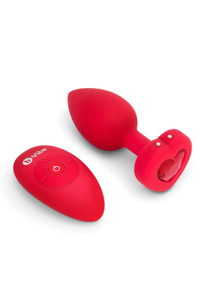 Korek Analny Vibrating Heart Shape Jewel Plug M/L Red b-Vibe