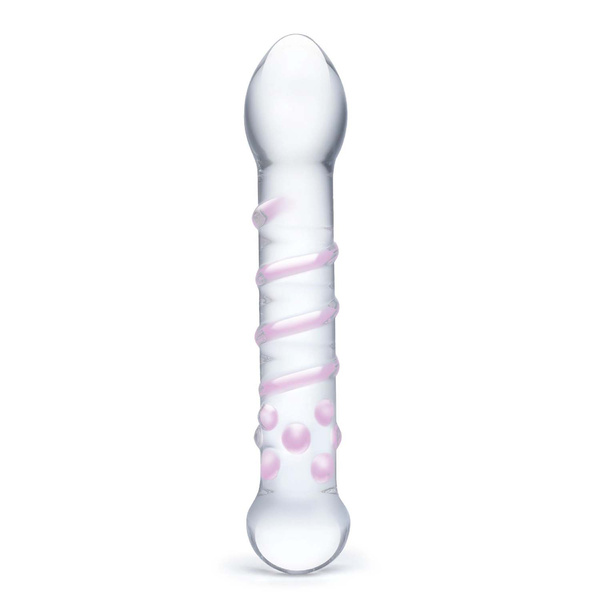 Szklane dildo ze spiralnym i punktowym wybrzuszeniem Glas Spiral Staircase Full Glass Dildo