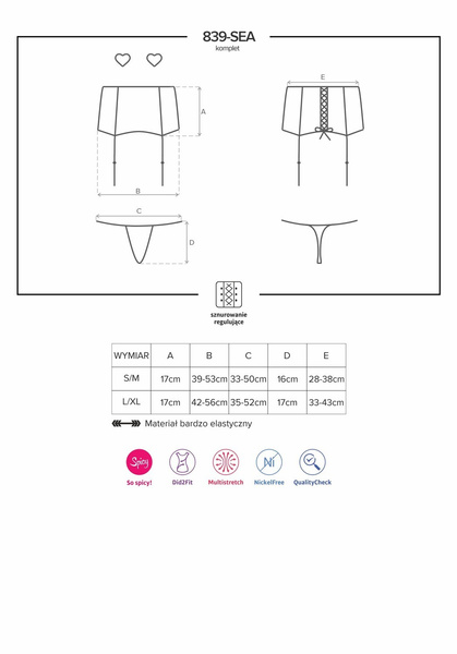 839-Sea-1 Komplet 3-Częściowy Czarny L/Xl Obsessive