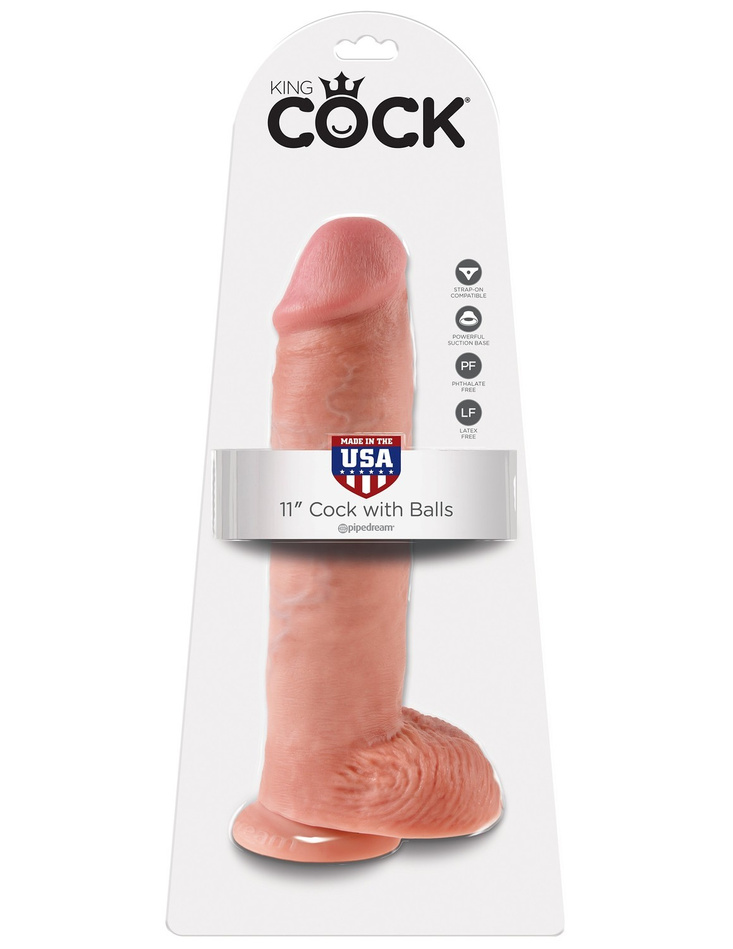 King Cock 11' Cock with Balls Flesh dildo z jądrami cieliste 28 cm