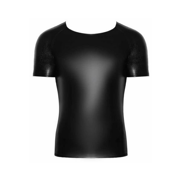 H070 Wetlook T-Shirt With Snake Wetlook Sleeves L Noir Handmade