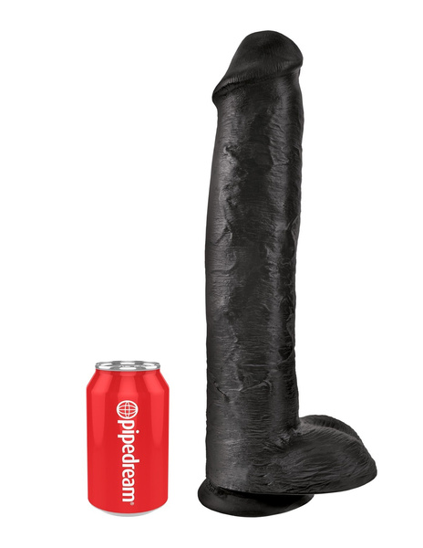 King Cock 15' Cock with Balls Black dildo z jądrami czarne 38cm
