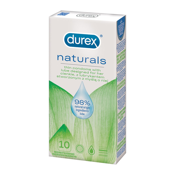 Cienkie Prezerwatywy Z Naturalnym Lubrykantem Naturals 10Szt Durex