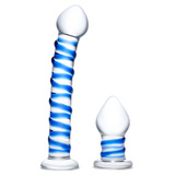 Zestaw szklane dildo i szklana zatyczka Glas Double Penetration Glass Swirly Dildo & Butt Plug Set 2 pcs