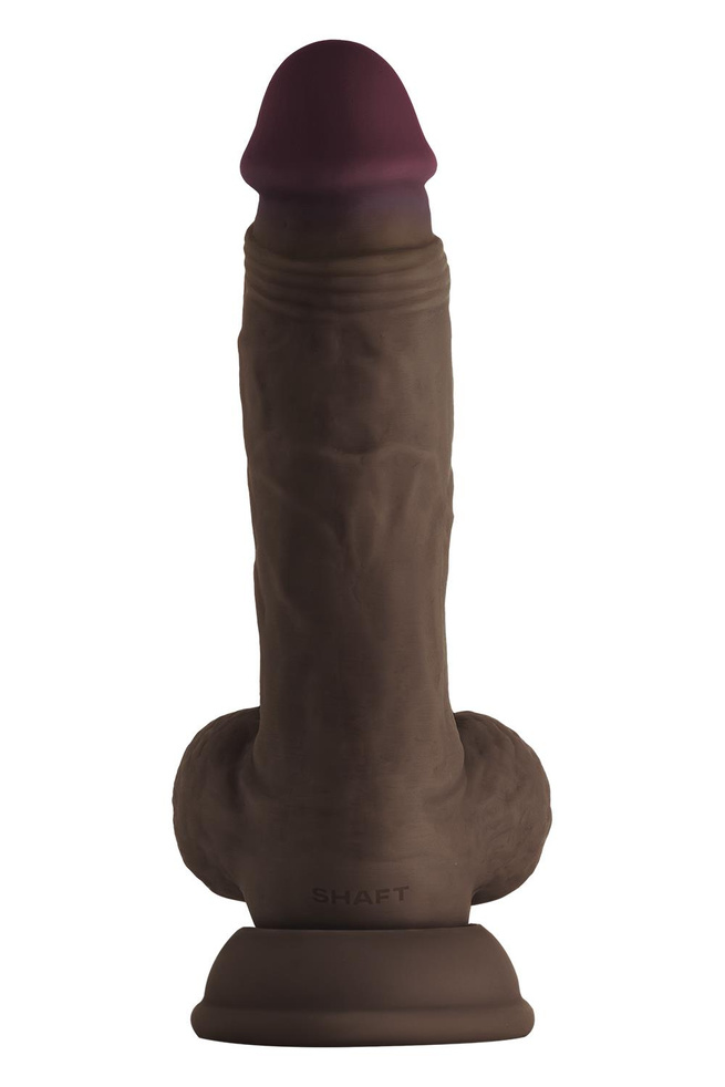 Shaft dildo on suction cup Dong with Balls Mahogany