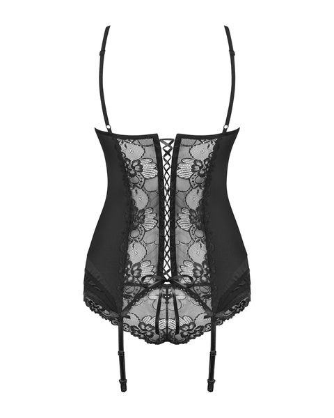 Gorset Czarny Z Figami Heartina S/M Obsessive