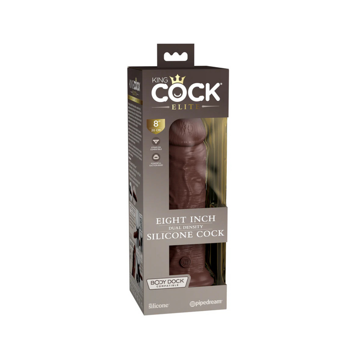 King Cock Dildo Elite 8" Dual Density Silicone Cock Brown