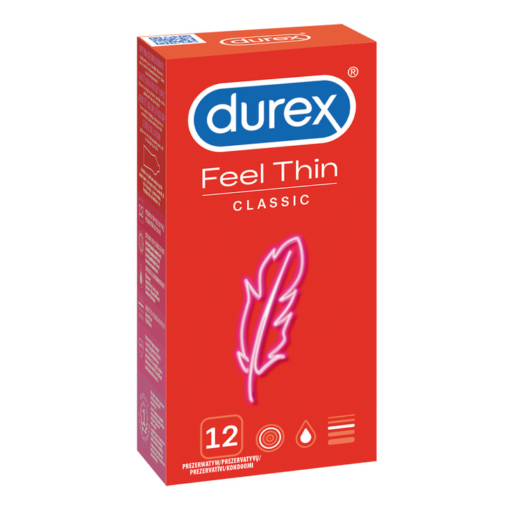 Super cieńkie prezerwatywy lateksowe Durex Feel Thin Classic 12 szt.