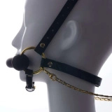 Knebel Leather Head Restraint Harness Mouth Gag With Leash UPKO