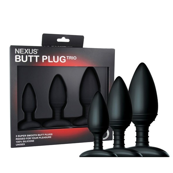 Набір з 3 анальних пробок Butt Plug Trio 3 Solid Silicone Butt Plugs S M L Nexus