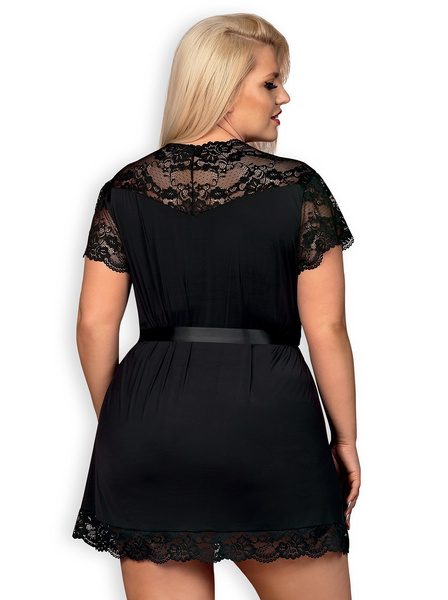 Obsessive 810-PEI-1 szlafrok czarny 2XL/3XL