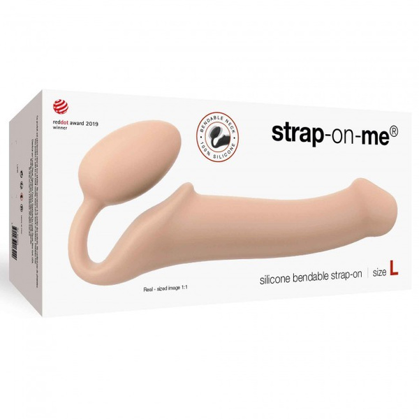 Podwójne dildo Strap-on-me Silicone bendable strap-on L Vanilla 