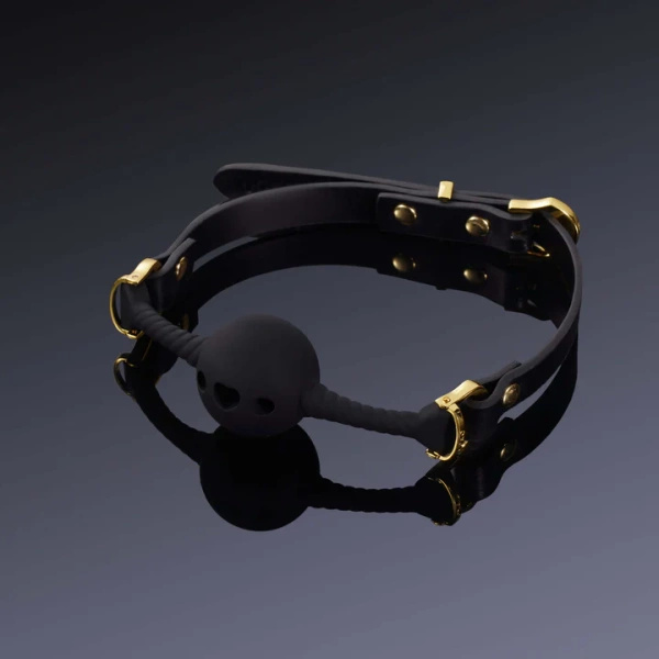 Czarny Knebel Middle Heart-Shaped Breathable Mouth Gag UPKO