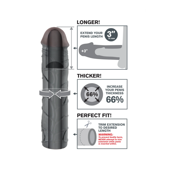 Накладка на пеніс Fantasy X-Tensions Mega 3" Extension Black Pipedream