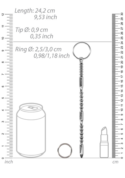 Metalowa Sonda Ze Zmienną Strukturą Powierzchni Urethral Sounding Metal Ribbed Dilator With Ring Steel Power Tools